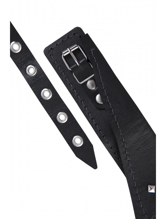 Черный кожаный ошейник-воротник с поводком - Pecado - купить с доставкой в Красногорске