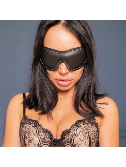 Черная мягкая закрытая маска из натуральной кожи - Crazy Handmade - купить с доставкой в Красногорске