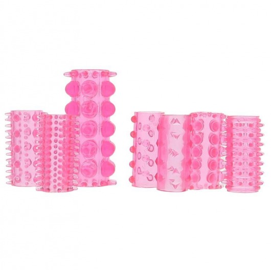 Набор из 7 розовых насадок на пенис ONE-A-DAY PENIS SLEEVES PINK - Seven Creations - в Красногорске купить с доставкой