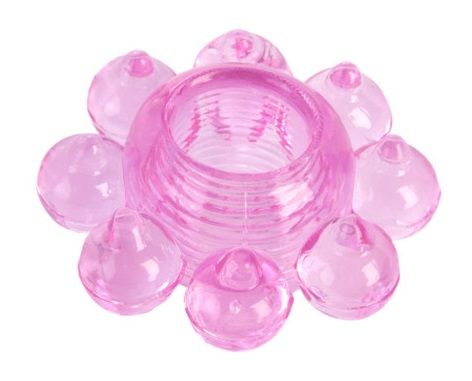 Розовое гелевое эрекционное кольцо-цветок - Toyfa Basic - в Красногорске купить с доставкой
