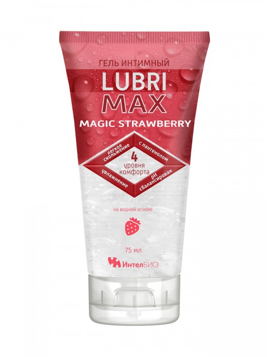 Интимный гель-смазка на водной основе Lubrimax Magic Strawberry - 75 мл. - ИнтелБИО - купить с доставкой в Красногорске