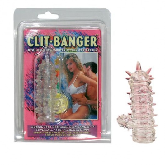 Прозрачная насадка с шипами и клиторальной шишечкой CLIT-BANGER SLEEVE IN CLEAR - Tonga - в Красногорске купить с доставкой