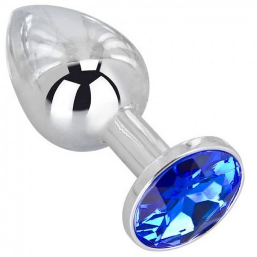 Анальное украшение BUTT PLUG  Small с синим кристаллом - 7 см. - Anal Jewelry Plug - купить с доставкой в Красногорске