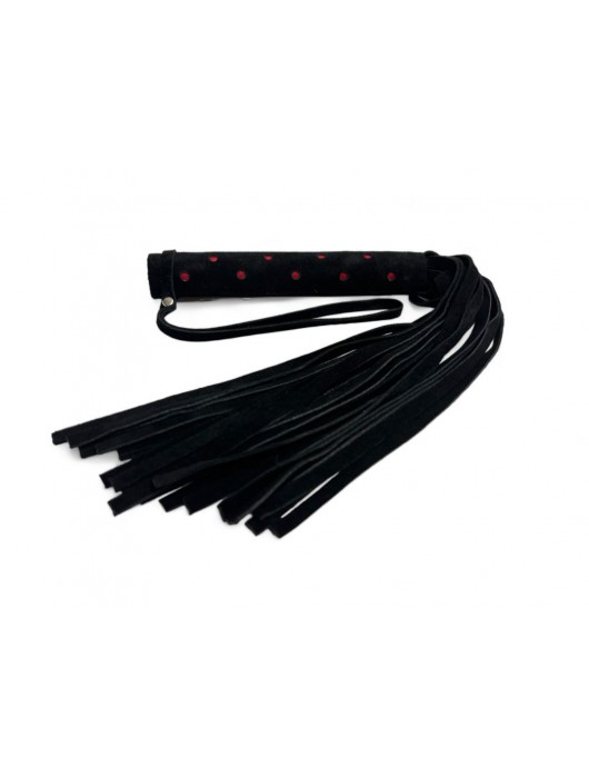 Черная замшевая плеть с красными точками на рукояти Red dot Princess - 43 см. - БДСМ Арсенал - купить с доставкой в Красногорске