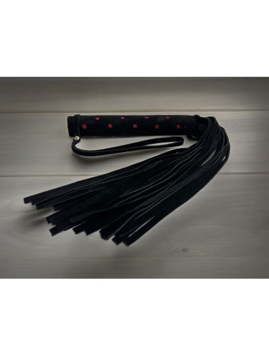Черная замшевая плеть с красными точками на рукояти Red dot Princess - 43 см. - БДСМ Арсенал - купить с доставкой в Красногорске