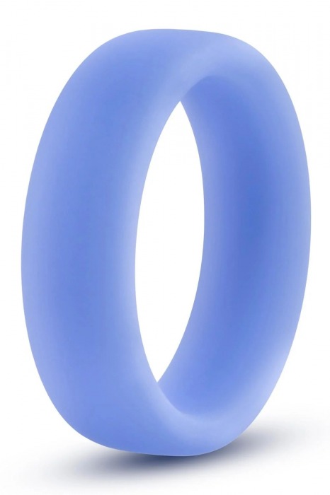 Голубое люминесцентное кольцо Silicone Glo Cock Ring - Blush Novelties - в Красногорске купить с доставкой