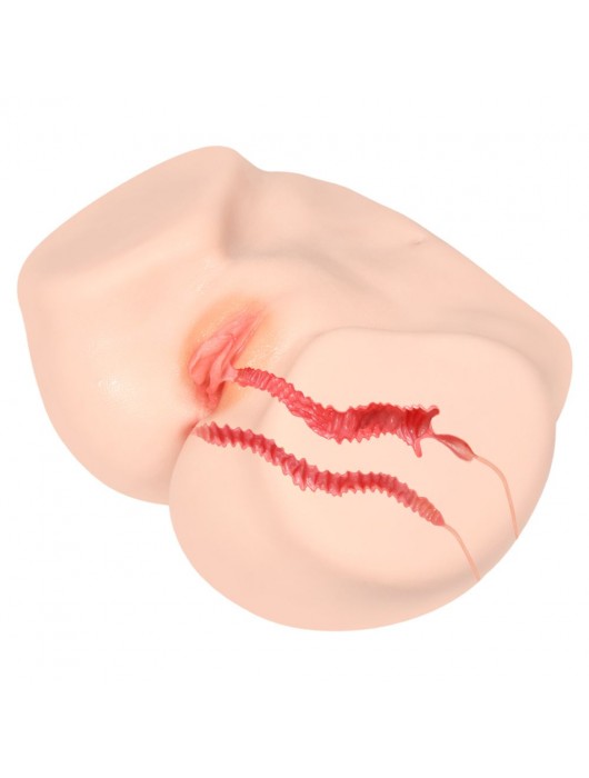 Телесный полуторс с двойным слоем материала и вибрацией Vanilla Onahole Real Vagina - KOKOS - в Красногорске купить с доставкой