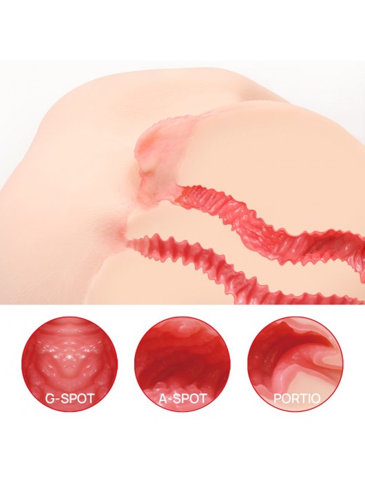 Телесный полуторс с двойным слоем материала и вибрацией Vanilla Onahole Real Vagina - KOKOS - в Красногорске купить с доставкой