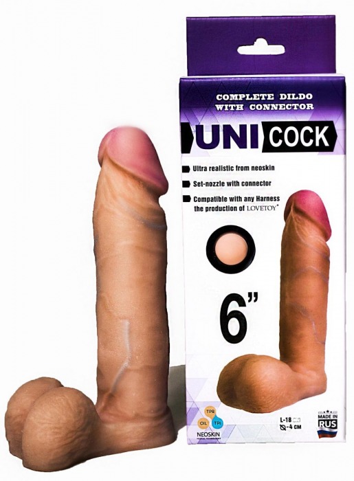 Насадка для страпона фаллической формы UNICOCK 6  - 18 см. - LOVETOY (А-Полимер) - купить с доставкой в Красногорске