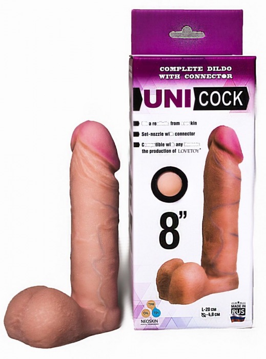 Фаллическая насадка для страпона UNICOCK 8  - 20 см. - LOVETOY (А-Полимер) - купить с доставкой в Красногорске