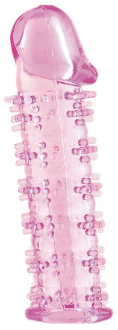 Розовая насадка на пенис с шипами - 12,5 см. - A-toys - в Красногорске купить с доставкой