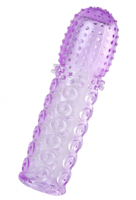 Фиолетовая рельефная насадка на пенис - 13,5 см. - A-toys - в Красногорске купить с доставкой