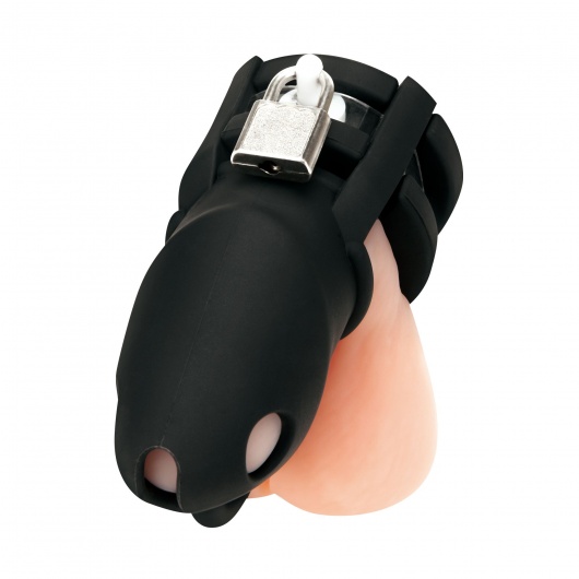 Черная клетка для пениса Silicone Small 2 in Cock Cage With Ball Divider - BlueLine - купить с доставкой в Красногорске