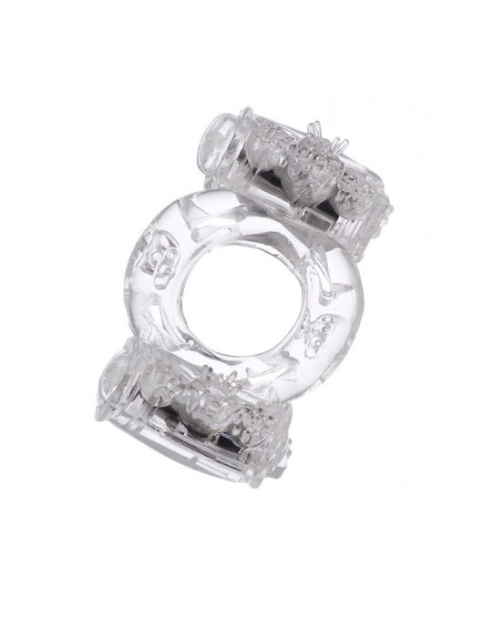 Прозрачное виброкольцо с двумя вибропульками - Toyfa Basic - в Красногорске купить с доставкой