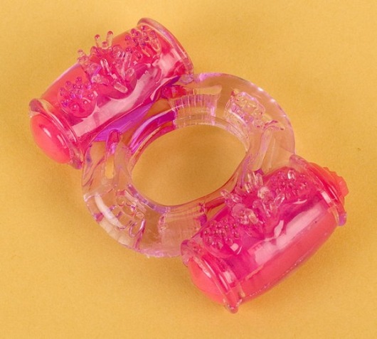 Фиолетовое виброкольцо с двумя вибропульками - Toyfa Basic - в Красногорске купить с доставкой