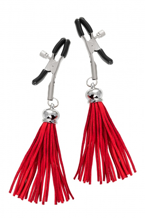 Зажимы на соски «Прищепки» с красными кисточками из замши - Pecado - купить с доставкой в Красногорске