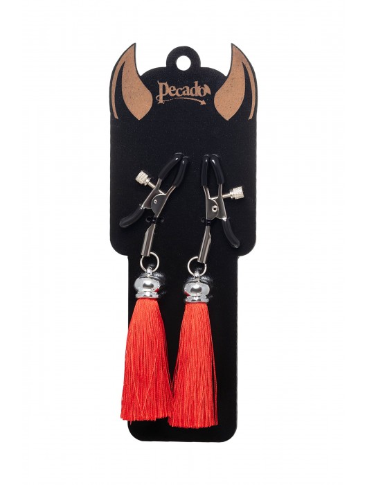 Зажимы на соски «Прищепки» с красными кисточками из шелка - Pecado - купить с доставкой в Красногорске