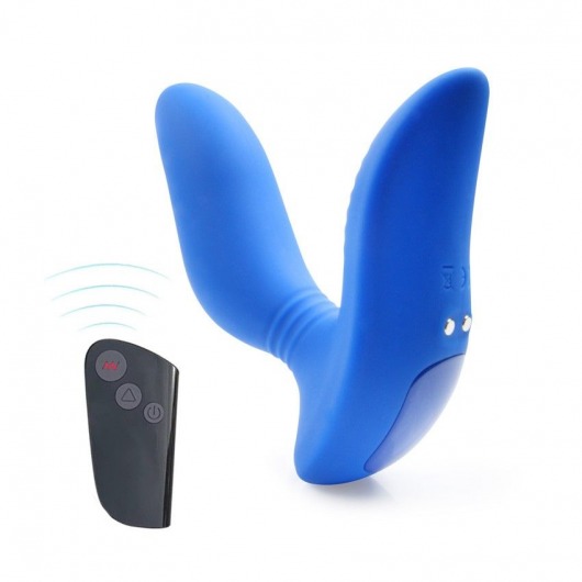 Синий вибромассажер простаты 3,5’’ Remote Control Curve P-spot Massager - 12 см. - Erokay - в Красногорске купить с доставкой