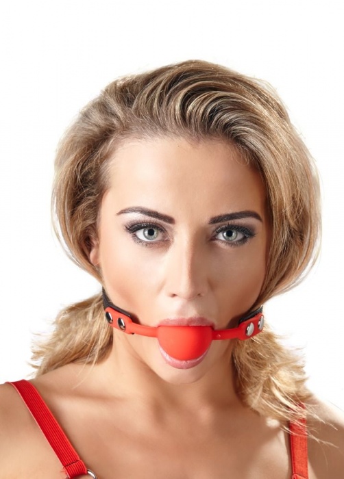 Силиконовый кляп-шар на чёрных ремешках Red Gag silicone - Orion - купить с доставкой в Красногорске