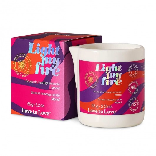 Массажная свеча Light My Fire с ароматом моной - 80 мл. - Love to Love - купить с доставкой в Красногорске