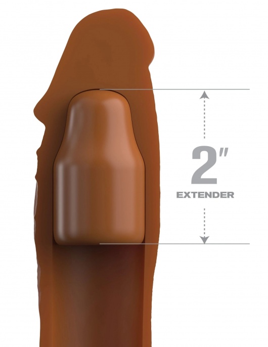 Коричневая насадка на член 2  Silicone X-tension - 20,3 см. - Pipedream - в Красногорске купить с доставкой