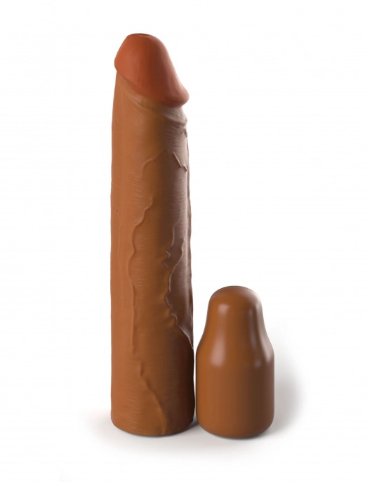 Коричневая насадка на член 2  Silicone X-tension - 20,3 см. - Pipedream - в Красногорске купить с доставкой