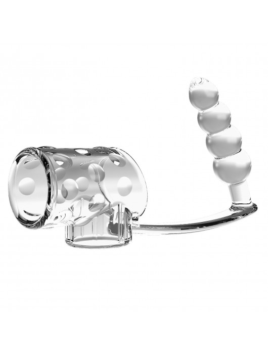 Прозрачная насадка на пенис и мошонку с анальным стимулятором Rilley - Baile - в Красногорске купить с доставкой