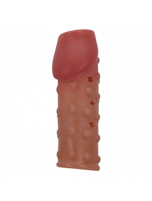 Телесная открытая насадка на пенис с бугорками - 19,8 см. - Baile - в Красногорске купить с доставкой