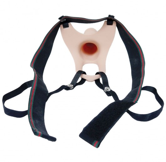 Телесный полый страпон на ремешках - 16,5 см. - Boys of Toys - купить с доставкой в Красногорске