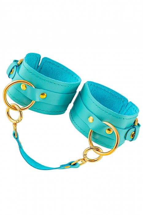Голубые однослойные кожаные оковы - Pecado - купить с доставкой в Красногорске