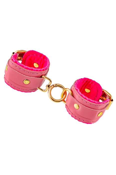 Розовые двуслойные кожаные наручники-браслеты - Pecado - купить с доставкой в Красногорске