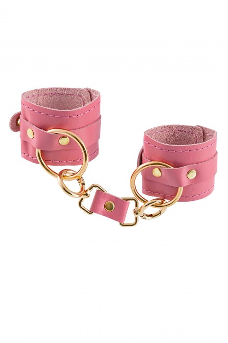 Розовые однослойные кожаные наручники - Pecado - купить с доставкой в Красногорске