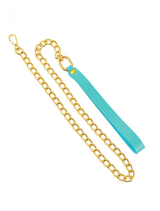 Голубой кожаный поводок с карабином для ошейника - 80 см. - Pecado - купить с доставкой в Красногорске