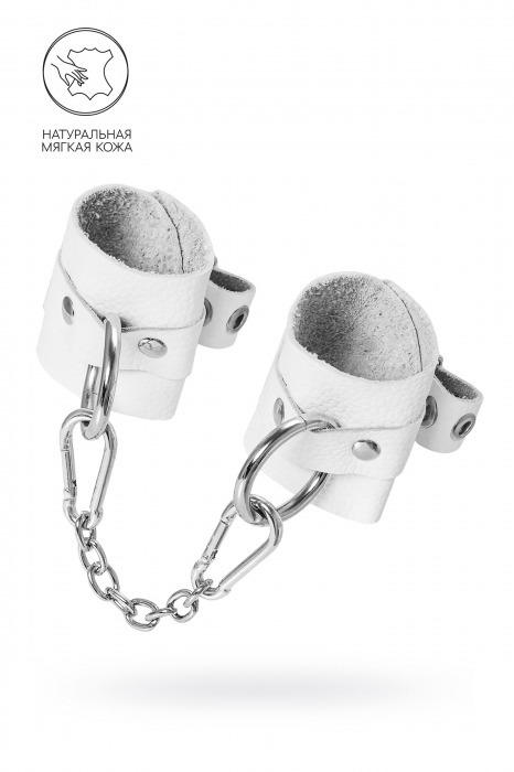 Белые мягкие кожаные наручники с люверсами - Pecado - купить с доставкой в Красногорске