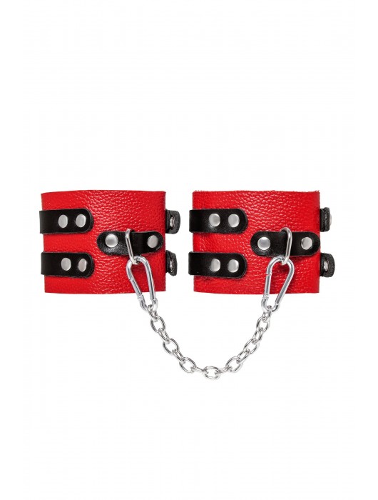Красно-черные мягкие оковы с двумя ремешками с люверсами - Pecado - купить с доставкой в Красногорске