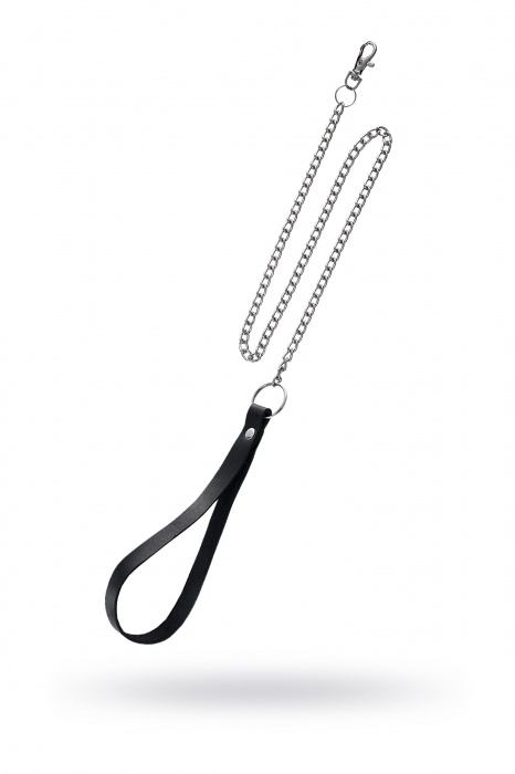 Поводок с ручкой из черной натуральной кожи и карабином для ошейника - Pecado - купить с доставкой в Красногорске