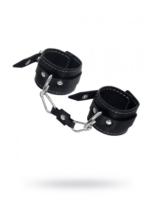 Черные двухслойные наручники с белой строчкой - Pecado - купить с доставкой в Красногорске
