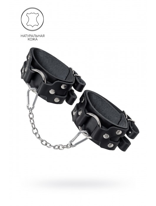 Черные кожаные оковы с двумя ремешками - Pecado - купить с доставкой в Красногорске