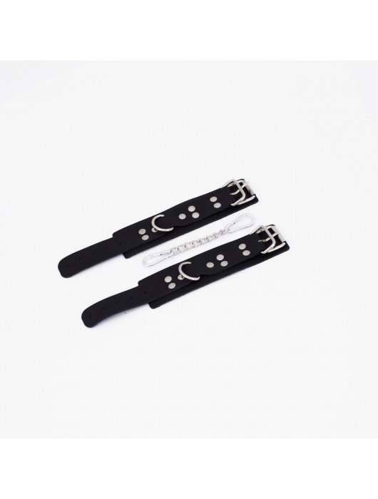 Черные кожаные наручники с регулируемыми ремешками - Crazy Handmade - купить с доставкой в Красногорске