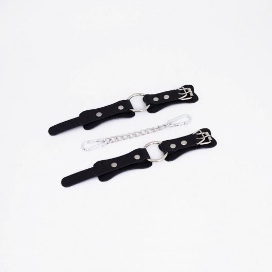 Черные кожаные наручники с кольцом - Crazy Handmade - купить с доставкой в Красногорске