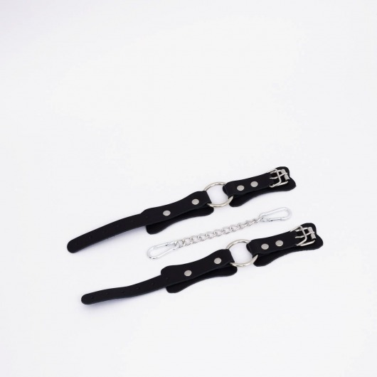 Черные кожаные оковы с кольцом - Crazy Handmade - купить с доставкой в Красногорске