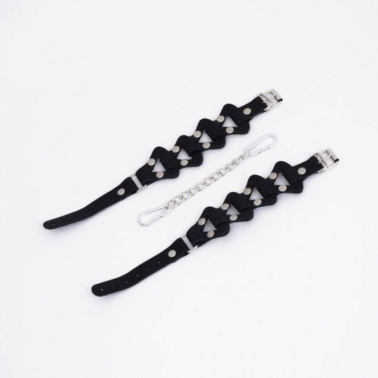 Черные кожаные оковы из звеньев - Crazy Handmade - купить с доставкой в Красногорске