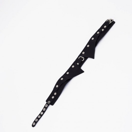 Черный однослойный кожаный ошейник с имитацией воротничка - Crazy Handmade - купить с доставкой в Красногорске