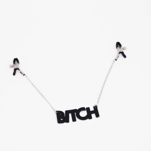 Зажимы на соски с кожаной подвеской Bitch - Crazy Handmade - купить с доставкой в Красногорске