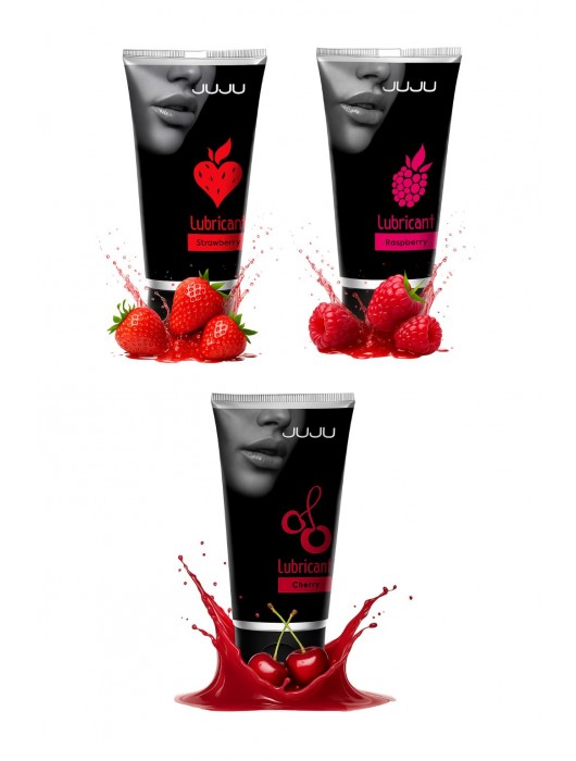 Набор из 3 съедобных лубрикантов JUJU (клубника, малина, вишня) - JuJu - купить с доставкой в Красногорске