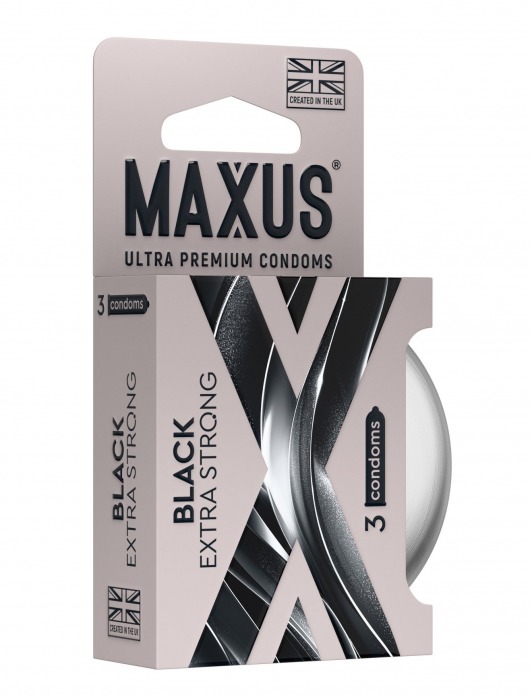 Черные утолщенные презервативы MAXUS Extra Strong с железным кейсом - 3 шт. - Maxus - купить с доставкой в Красногорске