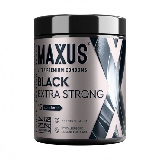 Черные утолщенные презервативы MAXUS Extra Strong с железным кейсом - 15 шт. - Maxus - купить с доставкой в Красногорске