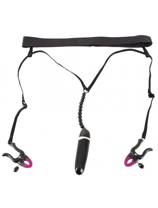 Женские вибростринги с зажимами для половых губ Spreader String with Vibrator - Orion - купить с доставкой в Красногорске