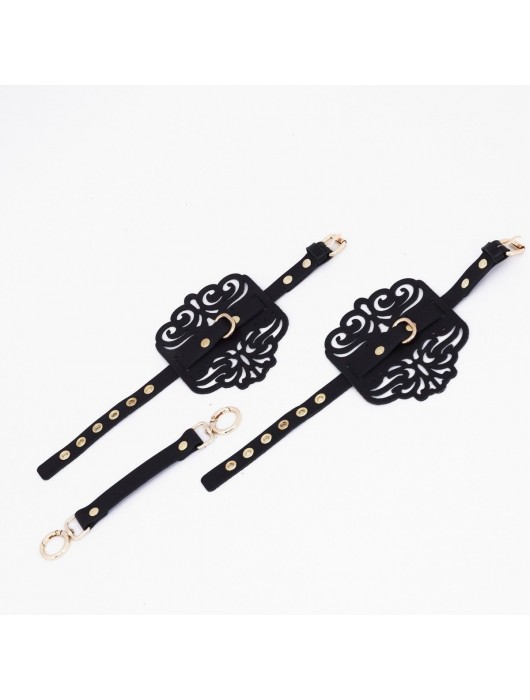 Черный фигурные оковы с золотистой фурнитурой - Crazy Handmade - купить с доставкой в Красногорске