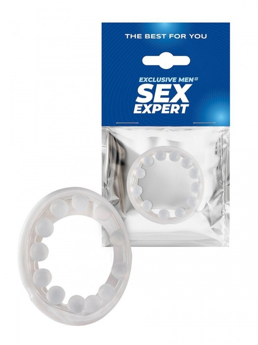 Эрекционное кольцо со стимулирующими шариками на поверхности - Sex Expert - в Красногорске купить с доставкой